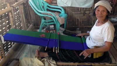 A Kachin woman weaving