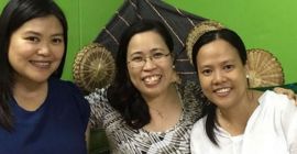 Reina Mosqueda (center) with fellow Lay Missionaries Sherryl Lou Capili (left) and Joan Yap (right) in Taiwan in 2014.